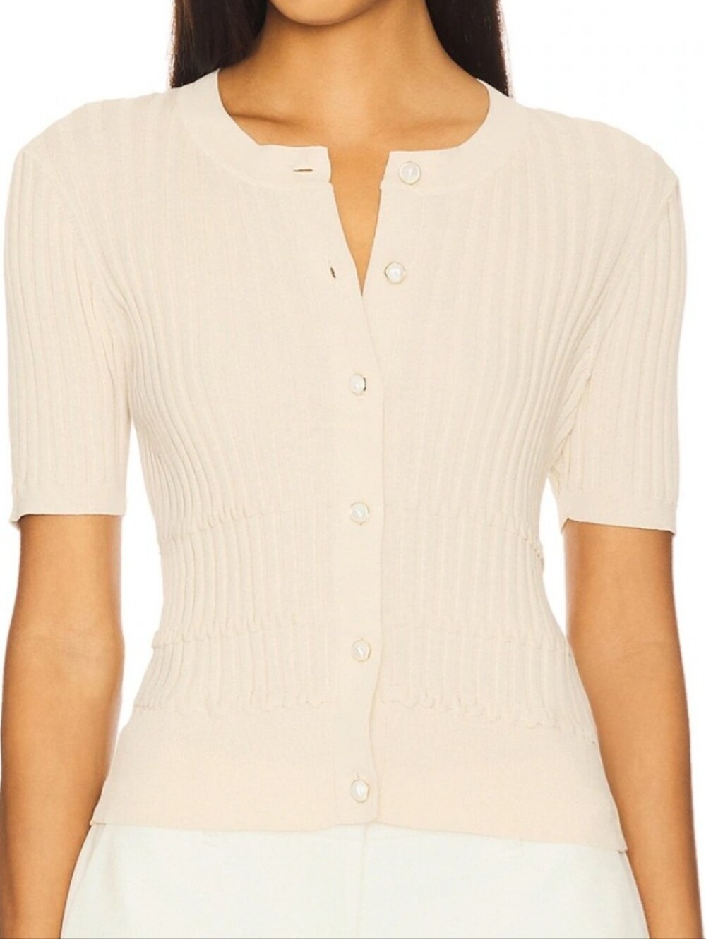 Rag & Bone Stacy Short Sleeve Cardigan in Oatmilk Size XS